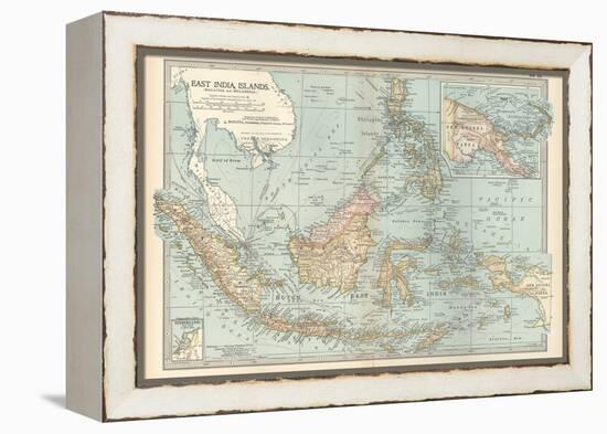 Map of East India Islands. Malaysia and Melanesia. Dutch East India-Encyclopaedia Britannica-Framed Stretched Canvas