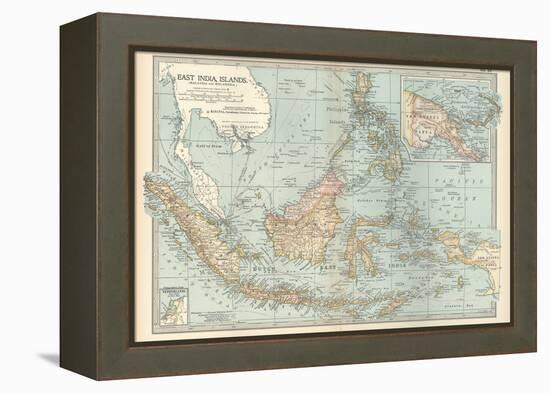 Map of East India Islands. Malaysia and Melanesia. Dutch East India-Encyclopaedia Britannica-Framed Stretched Canvas