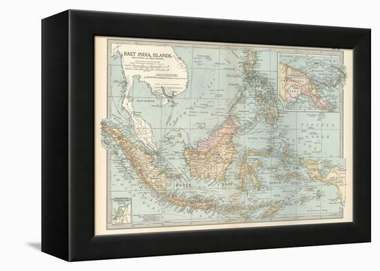 Map of East India Islands. Malaysia and Melanesia. Dutch East India-Encyclopaedia Britannica-Framed Stretched Canvas