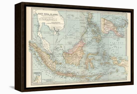 Map of East India Islands. Malaysia and Melanesia. Dutch East India-Encyclopaedia Britannica-Framed Stretched Canvas