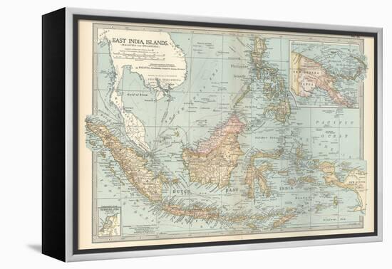 Map of East India Islands. Malaysia and Melanesia. Dutch East India-Encyclopaedia Britannica-Framed Stretched Canvas