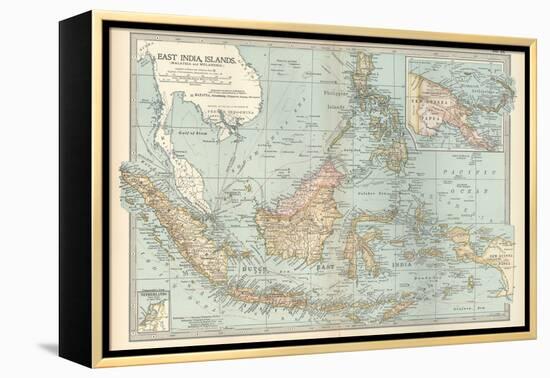 Map of East India Islands. Malaysia and Melanesia. Dutch East India-Encyclopaedia Britannica-Framed Stretched Canvas