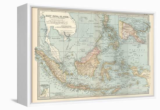 Map of East India Islands. Malaysia and Melanesia. Dutch East India-Encyclopaedia Britannica-Framed Stretched Canvas