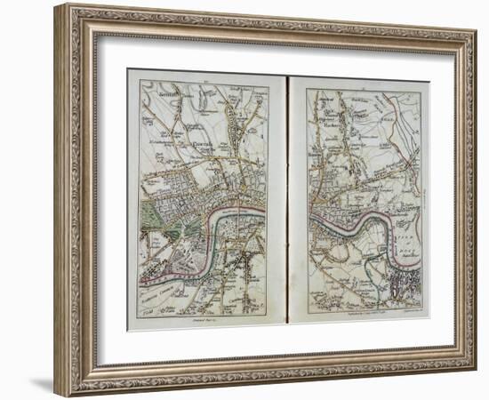 Map of East London, Plates 20-21, from 'Cary's Actual Survey of Middlesex', 1786-John Cary-Framed Giclee Print