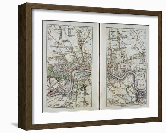 Map of East London, Plates 20-21, from 'Cary's Actual Survey of Middlesex', 1786-John Cary-Framed Giclee Print