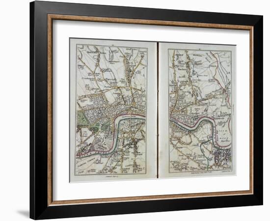 Map of East London, Plates 20-21, from 'Cary's Actual Survey of Middlesex', 1786-John Cary-Framed Giclee Print