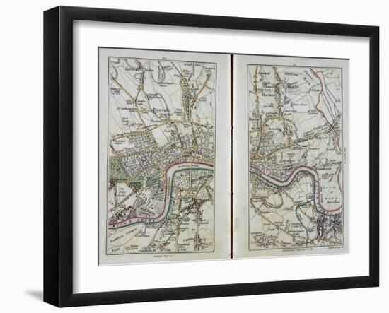 Map of East London, Plates 20-21, from 'Cary's Actual Survey of Middlesex', 1786-John Cary-Framed Giclee Print