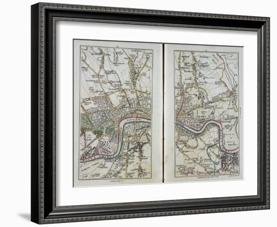 Map of East London, Plates 20-21, from 'Cary's Actual Survey of Middlesex', 1786-John Cary-Framed Giclee Print