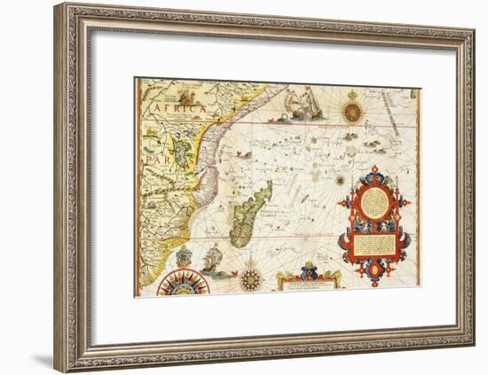 Map of Eastern Africa by Arnold Florent van Langren after Jan Huygen van Linschoten-Stapleton Collection-Framed Giclee Print