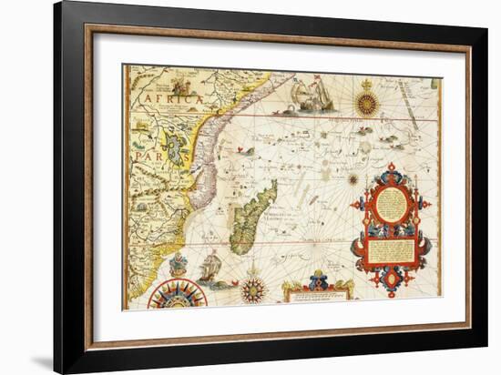 Map of Eastern Africa by Arnold Florent van Langren after Jan Huygen van Linschoten-Stapleton Collection-Framed Giclee Print