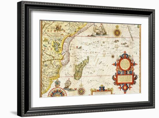 Map of Eastern Africa by Arnold Florent van Langren after Jan Huygen van Linschoten-Stapleton Collection-Framed Giclee Print