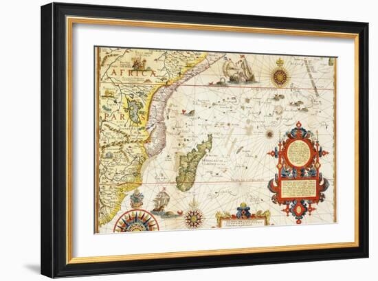 Map of Eastern Africa by Arnold Florent van Langren after Jan Huygen van Linschoten-Stapleton Collection-Framed Giclee Print