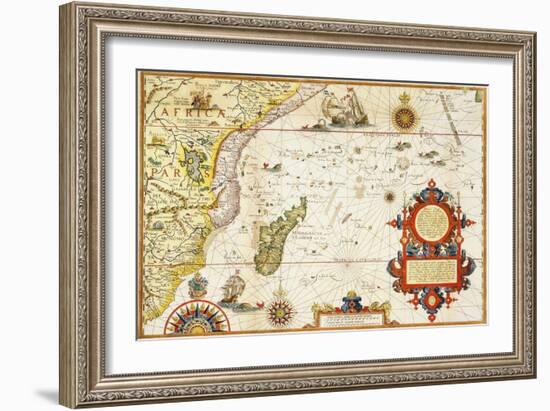 Map of Eastern Africa by Arnold Florent van Langren after Jan Huygen van Linschoten-Stapleton Collection-Framed Giclee Print