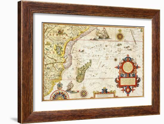 Map of Eastern Africa by Arnold Florent van Langren after Jan Huygen van Linschoten-Stapleton Collection-Framed Giclee Print