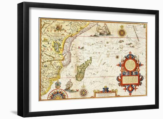 Map of Eastern Africa by Arnold Florent van Langren after Jan Huygen van Linschoten-Stapleton Collection-Framed Giclee Print