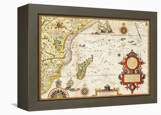 Map of Eastern Africa by Arnold Florent van Langren after Jan Huygen van Linschoten-Stapleton Collection-Framed Premier Image Canvas