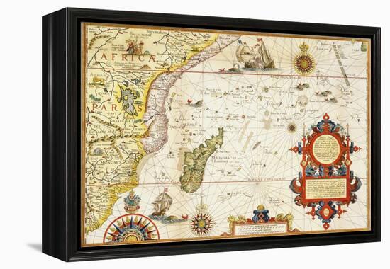 Map of Eastern Africa by Arnold Florent van Langren after Jan Huygen van Linschoten-Stapleton Collection-Framed Premier Image Canvas