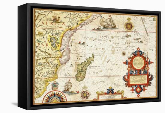 Map of Eastern Africa by Arnold Florent van Langren after Jan Huygen van Linschoten-Stapleton Collection-Framed Premier Image Canvas