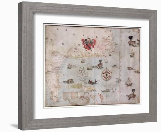 Map of Eastern North America: Florida to Chesapeake Bay-John White-Framed Giclee Print