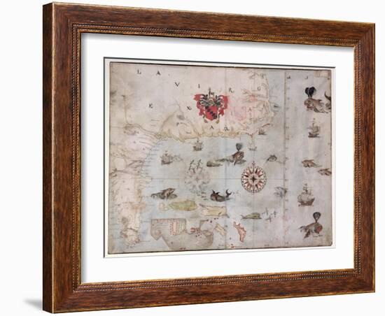 Map of Eastern North America: Florida to Chesapeake Bay-John White-Framed Giclee Print