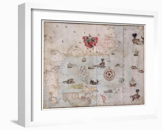 Map of Eastern North America: Florida to Chesapeake Bay-John White-Framed Giclee Print