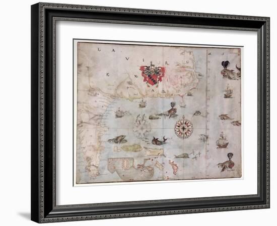 Map of Eastern North America: Florida to Chesapeake Bay-John White-Framed Giclee Print