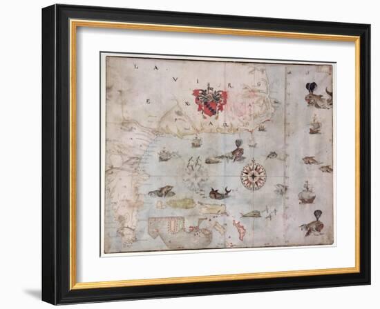 Map of Eastern North America: Florida to Chesapeake Bay-John White-Framed Giclee Print