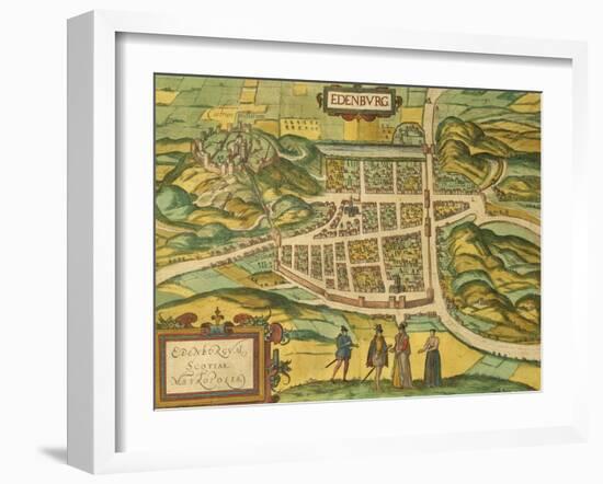 Map of Edinburgh from Civitates Orbis Terrarum-null-Framed Giclee Print