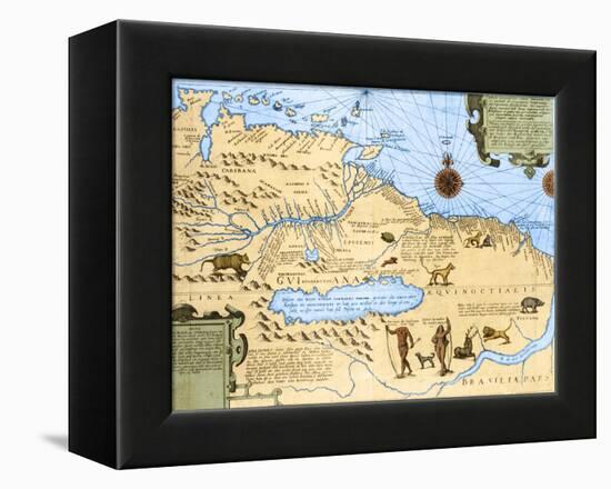 Map of El Dorado and the Amazon, 16th Century-Science Source-Framed Premier Image Canvas