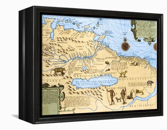 Map of El Dorado and the Amazon, 16th Century-Science Source-Framed Premier Image Canvas