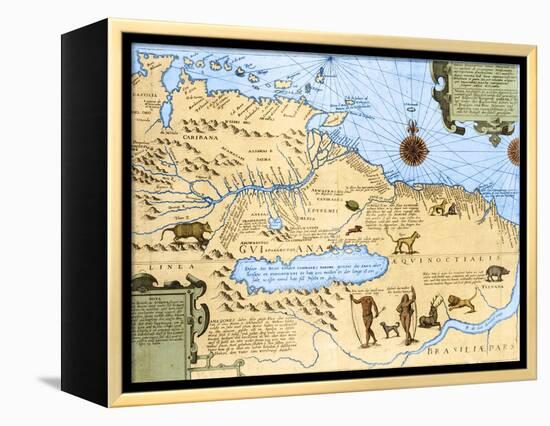 Map of El Dorado and the Amazon, 16th Century-Science Source-Framed Premier Image Canvas