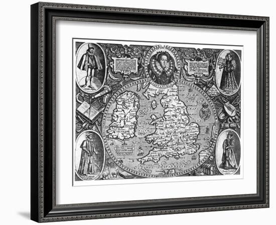 Map of England, 16th Century-null-Framed Giclee Print