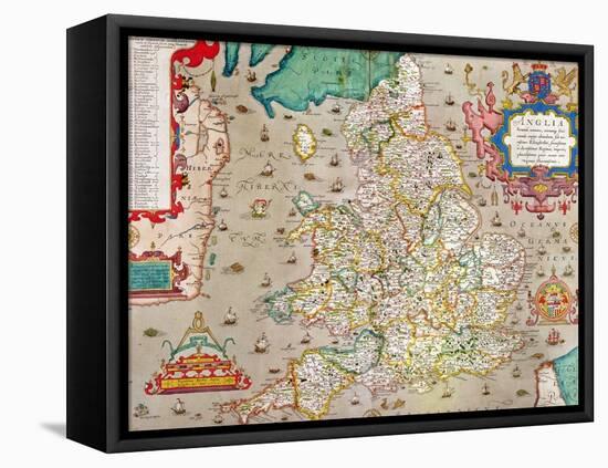 Map of England and Wales, 1579-null-Framed Premier Image Canvas
