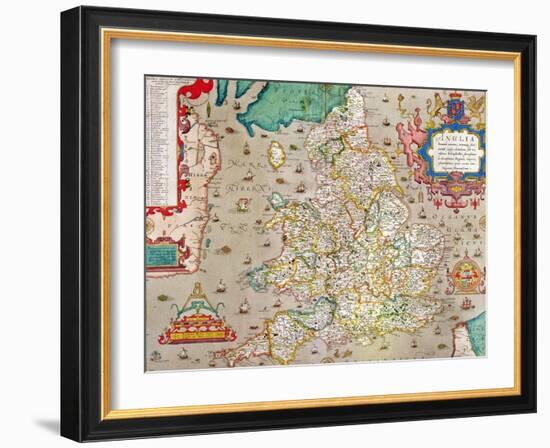 Map of England and Wales, 1579-null-Framed Giclee Print
