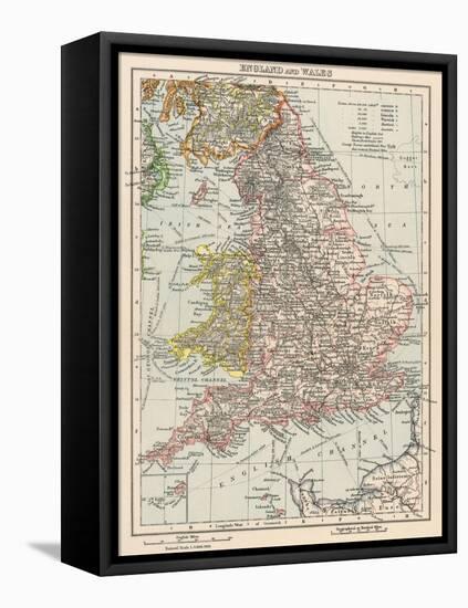 Map of England and Wales, 1870s-null-Framed Premier Image Canvas