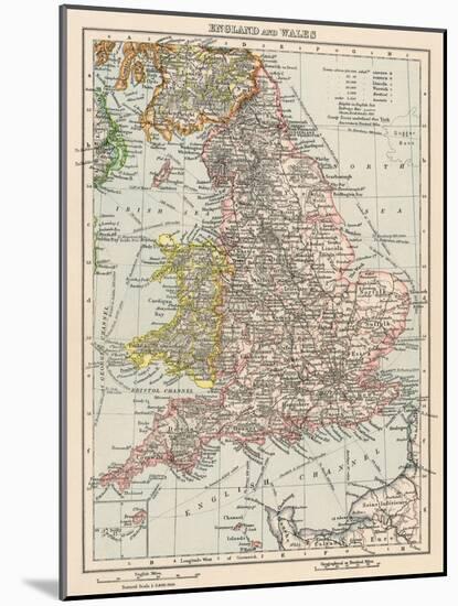 Map of England and Wales, 1870s-null-Mounted Giclee Print