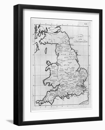 Map of England and Wales Showing Kingdoms of Saxon Heptarchy-null-Framed Art Print