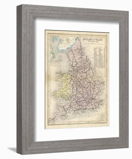 Map of England and Wales Showing Railways and Canals-James Archer-Framed Photographic Print