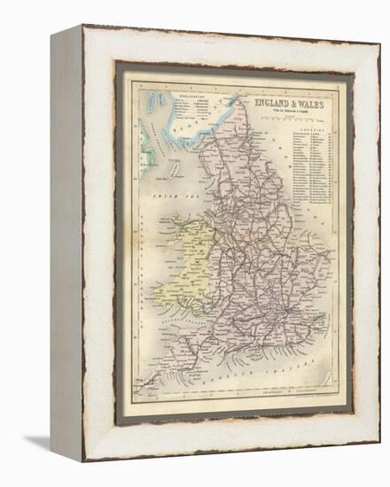 Map of England and Wales Showing Railways and Canals-James Archer-Framed Premier Image Canvas