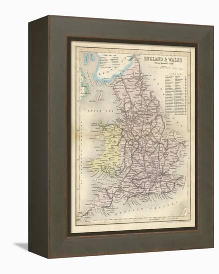 Map of England and Wales Showing Railways and Canals-James Archer-Framed Premier Image Canvas