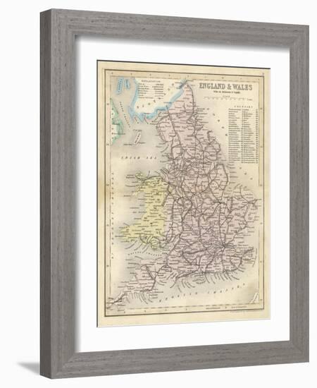 Map of England and Wales Showing Railways and Canals-James Archer-Framed Photographic Print