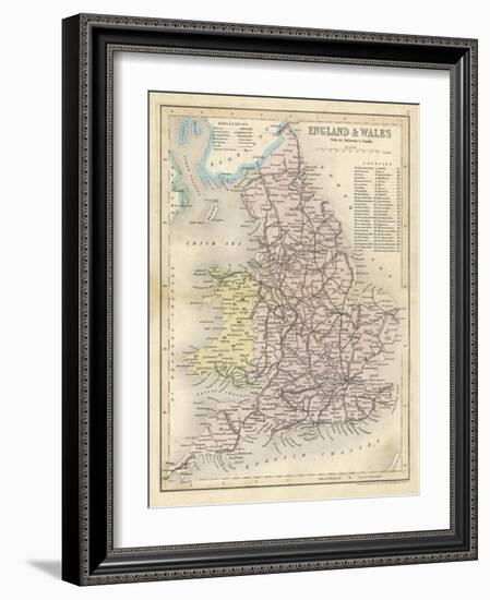 Map of England and Wales Showing Railways and Canals-James Archer-Framed Photographic Print