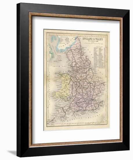 Map of England and Wales Showing Railways and Canals-James Archer-Framed Photographic Print