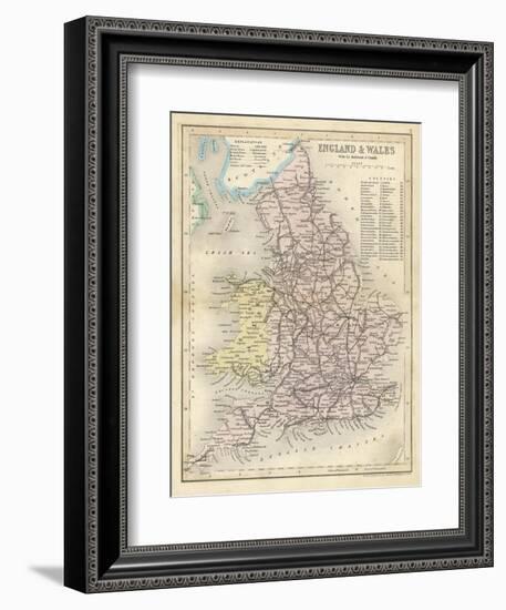 Map of England and Wales Showing Railways and Canals-James Archer-Framed Photographic Print