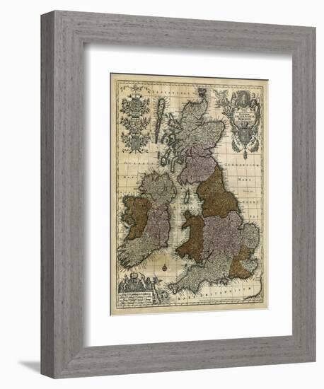 Map of England, Scotland and Ireland-null-Framed Premium Giclee Print