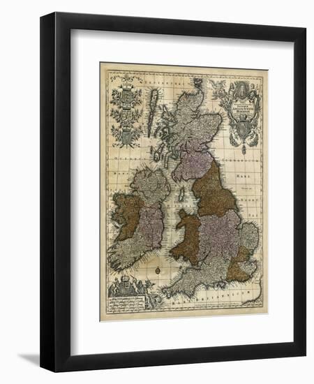 Map of England, Scotland and Ireland-null-Framed Premium Giclee Print