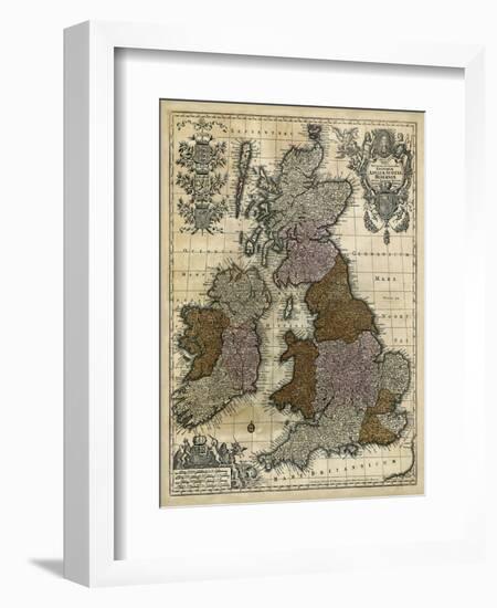 Map of England, Scotland and Ireland-null-Framed Premium Giclee Print
