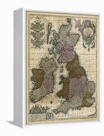 Map of England, Scotland and Ireland-null-Framed Stretched Canvas