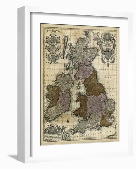 Map of England, Scotland and Ireland-null-Framed Art Print