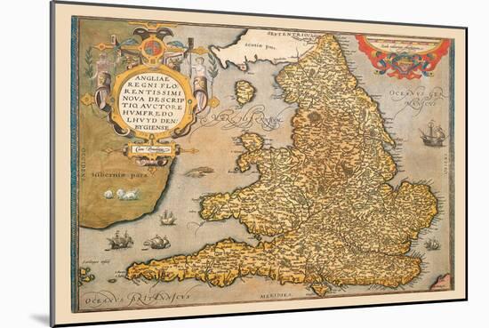 Map of England-Abraham Ortelius-Mounted Art Print